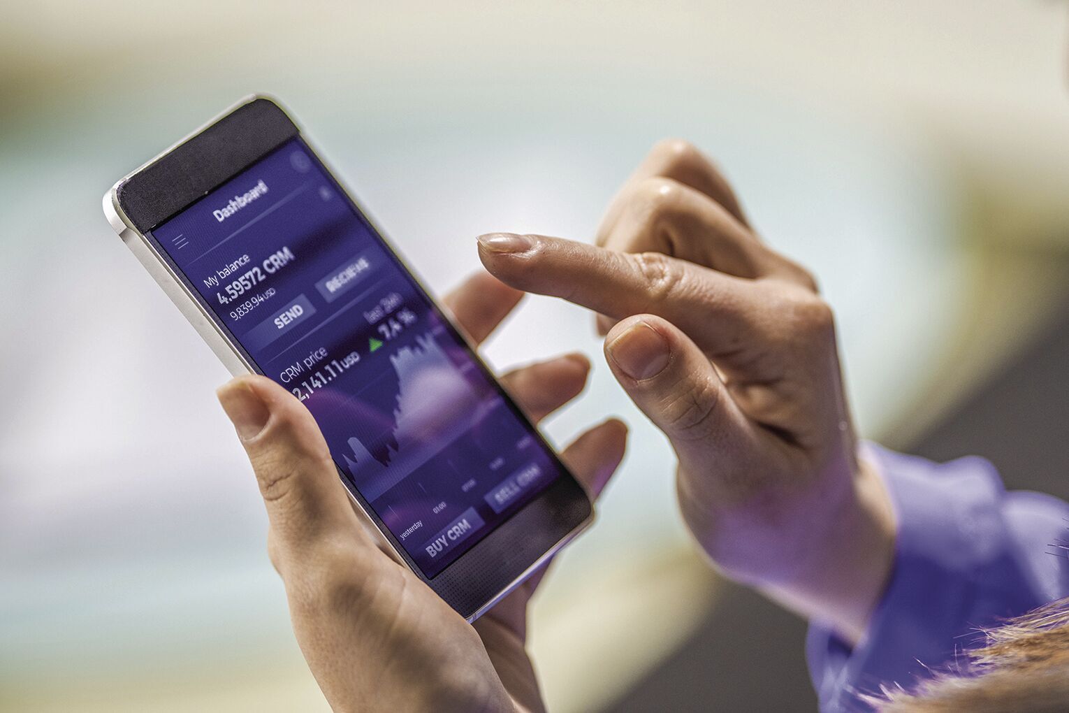 Smartphone in use